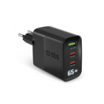 SBS LCD Wall Charger, USB-A, 2x USB-C, LCD, 65 W, juodas - Adapteris