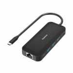 &Scaron;akotuvas Hama Classic Line USB-C hub, multiport, 6 ports, USB-A, USB-C, HDMI, LAN/Ethernet, black