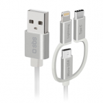 Laidas SBS, USB-A - USB-C, Micro USB, Lightning, 1.2 m Prekė - TECABLEUSBIP53189W