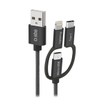 SBS USB / Micro USB, USB-C, Lightning, juodas - USB laidas