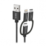 SBS USB / Micro USB, USB-C, Lightning, juodas - USB laidas