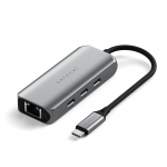 Satechi 4-in-1 USB-C Hub, LAN, pilkas - USB &scaron;akotuvas