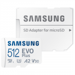 Samsung EVO Plus, microSDXC, 512 GB, balta - Atminties kortelė ir adapteris Prekė - MB-MC512SA/EU