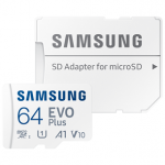 Samsung EVO Plus, microSDXC, 64 GB, balta - Atminties kortelė ir adapteris Prekė - MB-MC64SA/EU