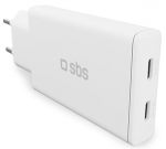 SBS Wall Charger, 2xUSB-C, 67 W, baltas - Įkroviklis