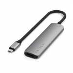 Satechi 4-in-1 USB-C Slim Multiport Adapter 4K, pilkas - USB &scaron;akotuvas