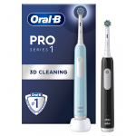 Braun Oral-B Pro Series 1, 2 vnt., &scaron;viesiai mėlynas/juodas - Elektriniai dantų &scaron;epetėliai