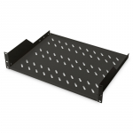 Digitus | 2U Fixed Shelf for Racks | DN-19 TRAY-2-SW | Black | Perfect for storage of components which are not 483 mm (19&rdquo;) suitable. Slim design which takes space of 2 height units. Easy and quick to mount or dismount. Dimensions 88x482x349 mm, up t ...