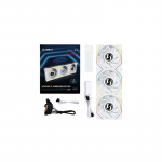 Lian Li UNI FAN TL Wireless LCD Fan, ARGB, PWM, 3-pack incl. Controller - Reverse Blade, 120 mm, white