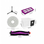 Midea V15 Spare Parts kit: 1x Side Brush, 2x Mop Pad, 1x Roller Brush, 1x Filter, 1x Dust Bag