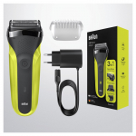 Braun Series 3 Shave&Style 300BT Electric Shaver, Razor for Men, Black/Volt Green