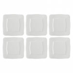 Set of 6 Florentina Square Plates - White, 20 cm