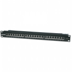 Intellinet Patch Panel, Cat6, FTP, 24-Port, 1U, Shielded, 90&deg; Top-Entry Punch-Down Blocks, Black