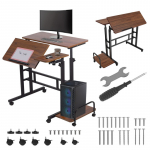 Maclean mobile laptop desk, black, 80x60cm, 50kg max, reg. height 67-115cm, MC-124 B
