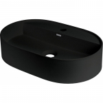 Granite countertop washbasin with a faucet island - oval