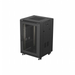 19" 18U 600 &times; 600 BLACK FLOOR-STANDING RACK CABINET WITH PERFORATED DOOR, LANBERG (FLAT PACK)