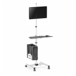 Maclean professional laptop stand cart, mobile computer workstation on wheels, max 17"-32", max 20kg, MC-793