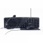 Gembird | 4-in-1 Multimedia office set | KBS-UO4-01 | Keyboard, Mouse, Pad and Headset Set | Wired | Mouse included | US | Black | 630 g