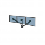 Fellowes Platinum Series Triple Monitor Arm - Monitor Mount for Three 7KG 27 Inch Screens - Adjustable Triple Monitor Desk Mount - Tilt 45&deg; Pan 180&deg; Swivel 360&deg; Rotation 360&deg;, VESA 75 x 75/100 x 100 - Black