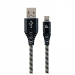 Cablexpert | Premium cotton braided Type-C USB charging and data cable, 1 m | CC-USB2B-AMCM-1M-BW