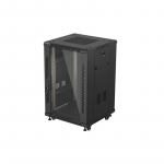 19" 18U 600 &times; 600 BLACK FLOOR-STANDING RACK CABINET WITH GLASS DOOR, LANBERG (FLAT PACK)