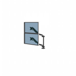 Fellowes Platinum Series Dual Stacking Monitor Arm - Monitor Mount for Two 8KG 27 Inch Screens - Adjustable Dual Monitor Desk Mount - Tilt 45&deg; Pan 180&deg; Swivel 360&deg; Rotation 360&deg;, VESA 75 x 75/100 x 100 - Black