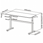 Manual height adjustable desk Ergo Office, max 40 kg, max height 117cm, with a top for standing and sitting work, ER-401 W