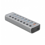 DeLOCK USB 5 Gbps Hub with 7 Ports + 1 Fast Charging Port + 1 USB-C PD 3.0 Port with Switch and Illumination