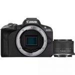 Canon | EOS R50 + RF-S 18-45mm F4.5-6.3 IS STM (SIP) | Megapixel 24.2 MP | Image stabilizer | ISO sensitivity (max) 32000 | Display diagonal 2.95 " | Wi-Fi | Video recording | Automatic, manual | CMOS | Black