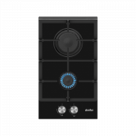 Simfer | Hob | H3.201.TGRSP | Gas on glass | Number of burners/cooking zones 2 | Rotary knobs | Black
