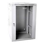 Wall-mounted network cabinet 19" 18U rack 600x600, door glass, gray, split, folded, 60kg