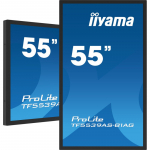iiyama TF5539AS-B1AG Signage Display Kiosk design 138.7 cm (54.6") LED 435 cd/m&sup2; 4K Ultra HD Black Touchscreen Built-in processor Android 11 24/7