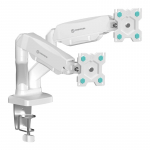 ONKRON G-160-W Swivel and tilt desk mount for two 13-32" monitors, max. 8 kg, with rotation, white