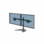 Fellowes Seasa Dual Monitor Arm - Freestanding Monitor Mount for 8KG 27 inch Screens - Ergonomic Adjustable Monitor Arm - Tilt 45&deg; Pan 120&deg; Rotation 360&deg;, VESA 75 x 75/100 x 100 - Black
