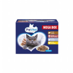 PREVITAL Cat Food Megabox with Lamb, Beef, Rabbit, and Chicken in Gravy - Wet Cat Food - 24 x 100g