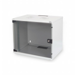 Digitus | 7U wall mounting cabinet | DN-19 07U-S-1 | Grey | Safety class rating IP20. Lockable safety-glass door. 200&deg; door opening angle. Front door: Glass door, single opening. Unmounted 370x540x400 mm
