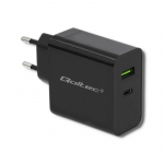 Qoltec 51717 Charger | 45W | 5-20V | 2.25-3A | USB type C PD | USB | Black