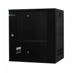 EMITERNET Light, undivided hanging cabinet 19'' 12U, sheet metal/glass doors, 550&times;450&times;590mm width/depth/height. EM/SH02B5412-08
