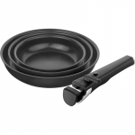 ZWILLING UNLOCK Zestaw 3 patelni ceramicznych + uchwyt - czarny