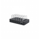 Manhattan Charging Station, 6x USB-A Ports, Outputs: 6x 2.4A, Smart IC, LED Indicator Lights, Black, Three Year Warranty