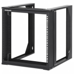 Intellinet 19" Wall Mount Open Frame Network Rack, 9U, Front-hinged Swing Frame Flat Pack, 2-Post, 17.7 in. Depth, Black RAL 9004