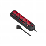 Maclean MCE204 power extension 1.5 m 5 AC outlet(s) Indoor Black, Red