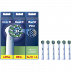 Oral-B | Replaceable toothbrush heads | EB50RX-6 Cross Action Pro | Heads | For adults | Number of brush heads included 6 | White