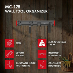 Maclean Wall-Mounted Tool Organizer, steel, max. load 136 kg, width 816 mm, MC-178