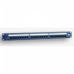 EmiterNet Panel 19", 24xRJ45 UTP cat.5e (1U) with shelf, blue (PoE)