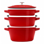 Staub La Cocotte Round Cast iron Casserole baking dish -- SET OF 3 PIECES