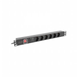 LANBERG PDU-06F-0200-BK Power Distrubution Unit PDU 19inch 1U 16A 2m 6x Schuko outlets black