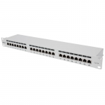 Intellinet Patch Panel, Cat6a, FTP, 24-Port, 1U, Shielded, 90&deg; Top-Entry Punch Down Blocks, Grey
