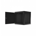 LANBERG Wall mount cabinet 19inch 12U 600x600 steel doors black flat pack