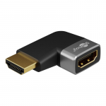 Goobay 72010 HDMI Angled Adapter 90&deg; Horizontal, 8K at 60 Hz, Gold-Plated, Black/Silver